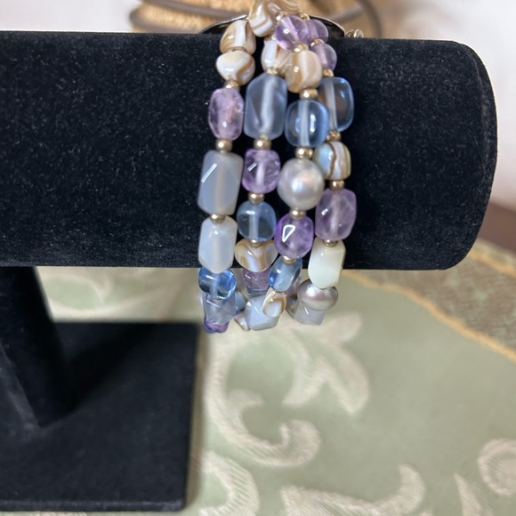 Silpada Stretch Sterling Silver, Amethyst, Quartzite Bracelet - Picture 4 of 4